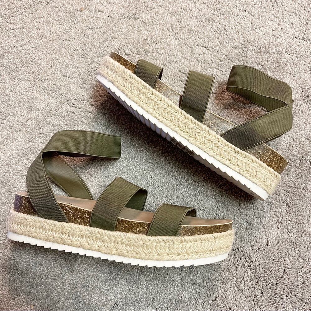 Torrid Strappy Platform Espadrilles Olive Green